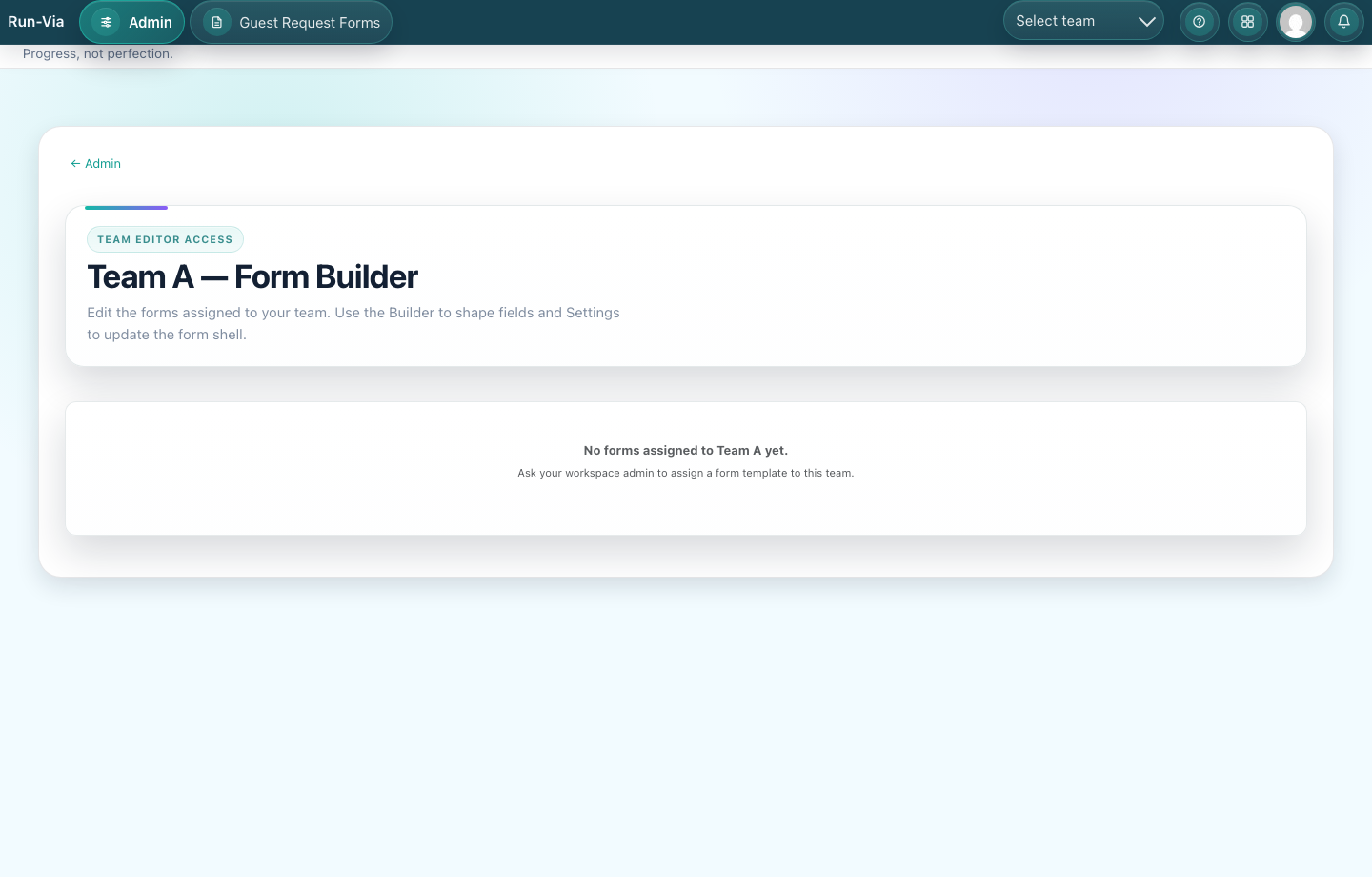 Build the form Run-Via screenshot
