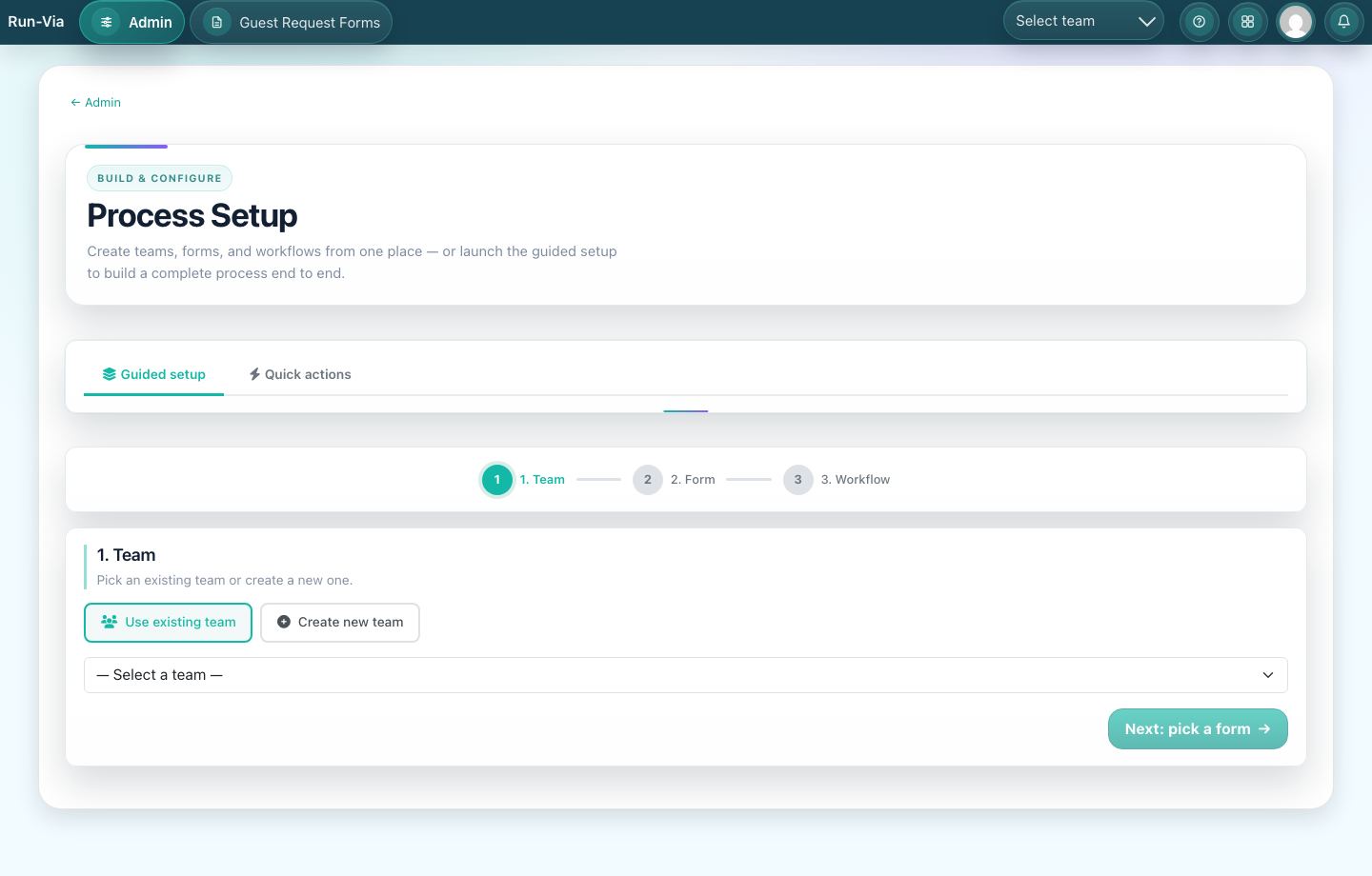 Set process stages Run-Via screenshot