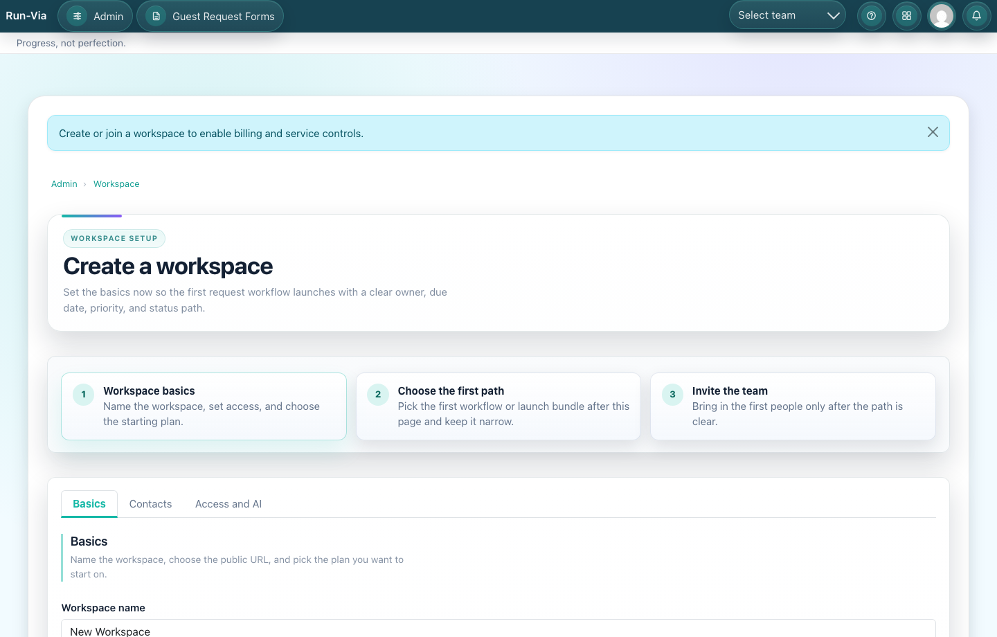 Open billing overview Run-Via screenshot