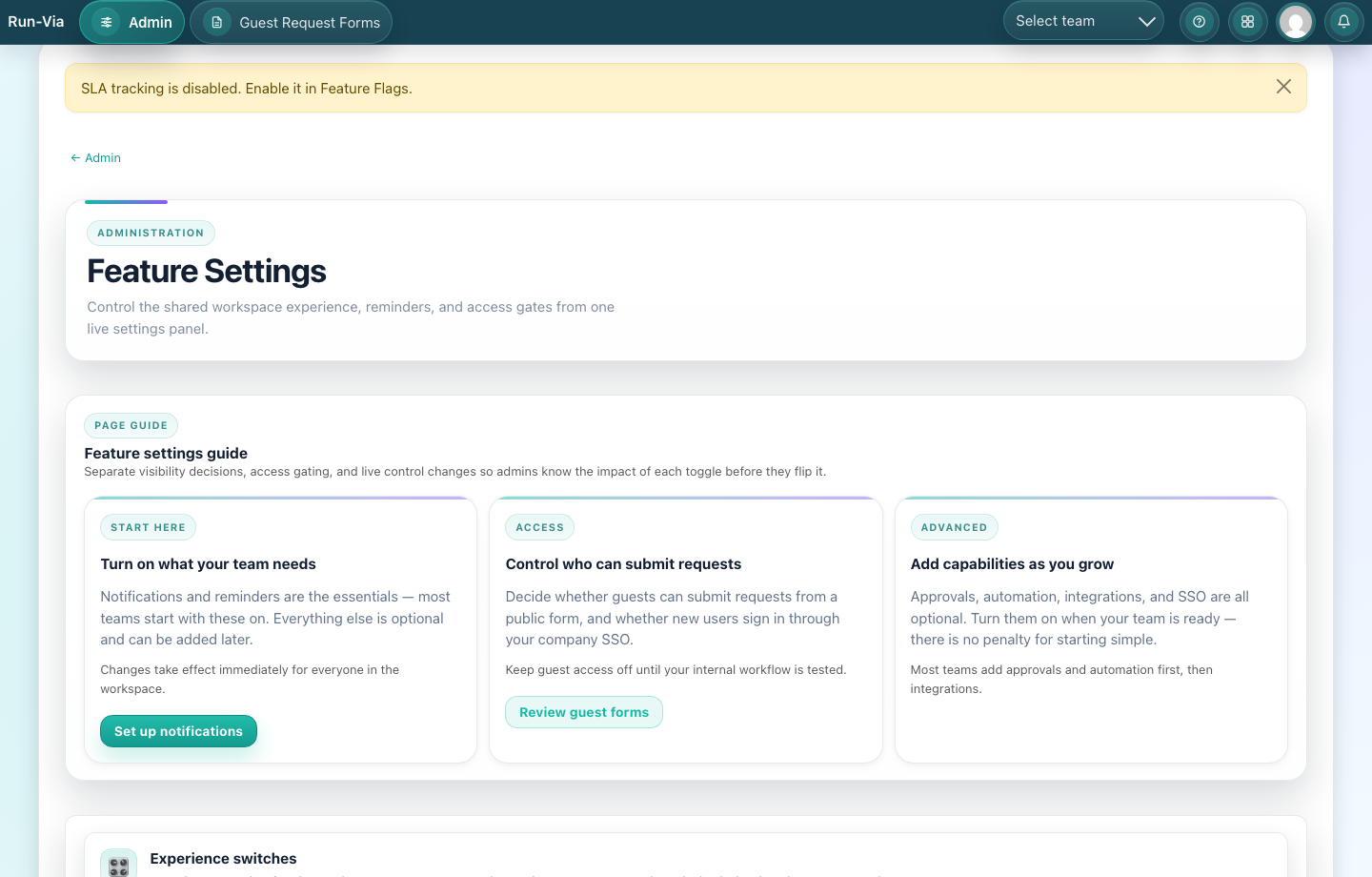 Set deadline policies Run-Via screenshot