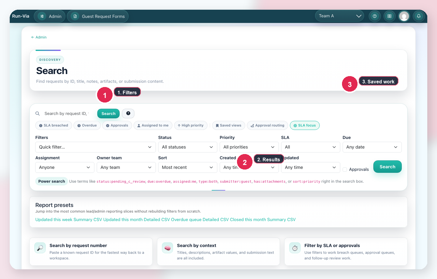 Find history and manage alerts walkthrough panel screenshot
